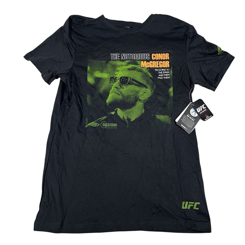 Reebok UFC Conor McGregor The Notorious Graphic T-Shirt Mens Medium NWT Black